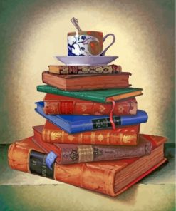 Coffee Cup On Vintage Books paint by number