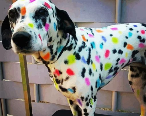 Colorful Dalmatian paint by number