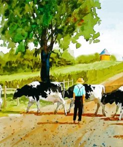 Cows In Farm House By Faye Ziegler paint by number