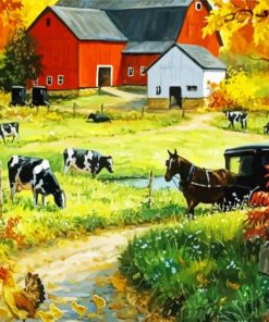 Cows And Farm House paint by number