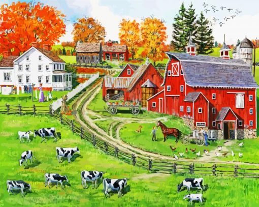 Cows In Farm By Bob Fair paint by number