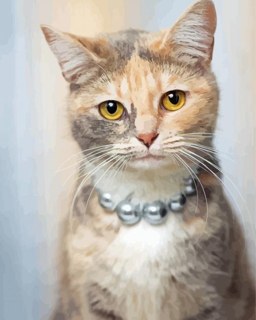 Cute Cat With Grey Pearl paint by number