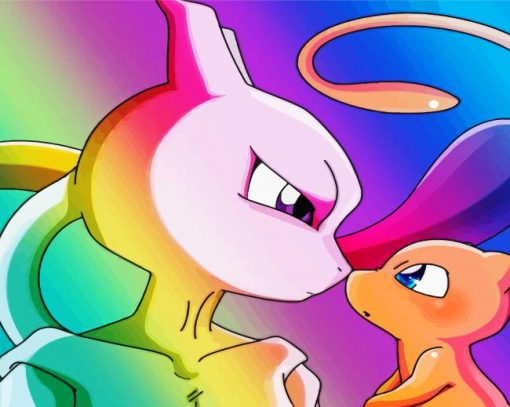Cute Mewtwo And Mew paint by number