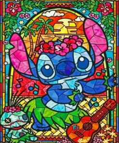 Disney Stitch Stained Glass paint by number