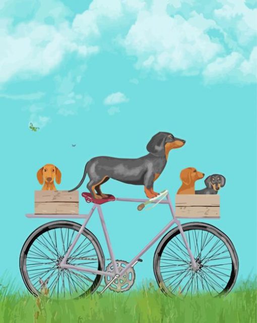 Dogs On A Bike paint by number