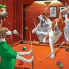 Dogs Playing Pool Art paint by number