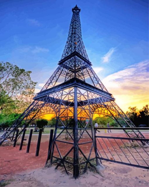 Eiffel Tower Replica Chandigarh Garden paint by number