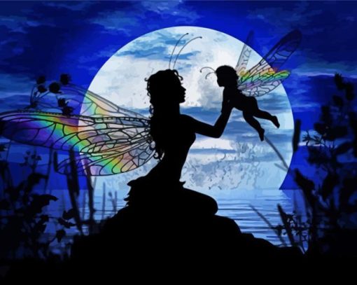 Fairy Mother And Child Silhouette paint by number