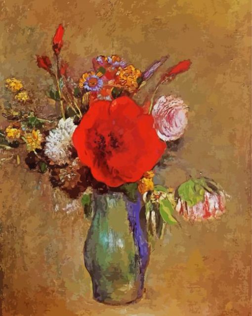 Flowers In A Vase By Odilon Redon paint by number