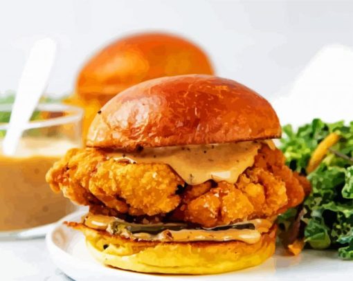 Fried Chicken Burger paint by number