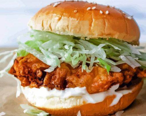 Fried Chicken Sandwich paint by number
