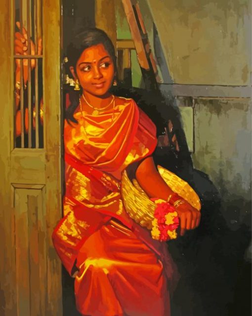 Gorgeous South Indian Lady paint by number