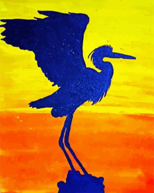 Great Blue Heron Silhouette paint by number