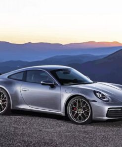 Grey Porsche Car Engines paint by number