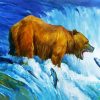 Grizzly Bear At The Waterfall Art paint by number