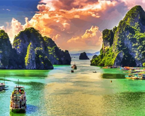 Ha Long Bay At Sunset paint by number
