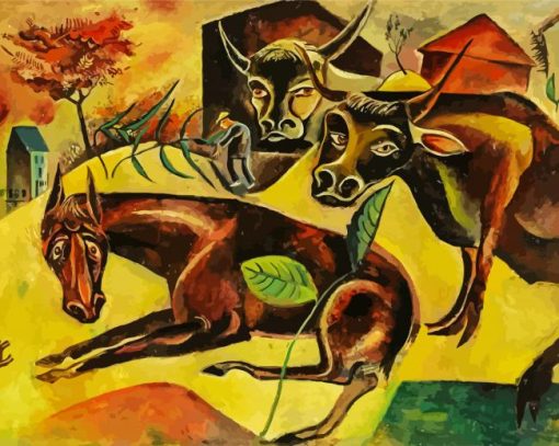 Horse And Cows By Ernst Max paint by number