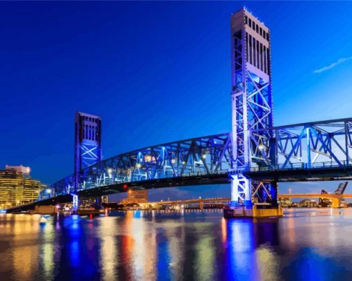 Jacksonville Bridge At Night paint by number