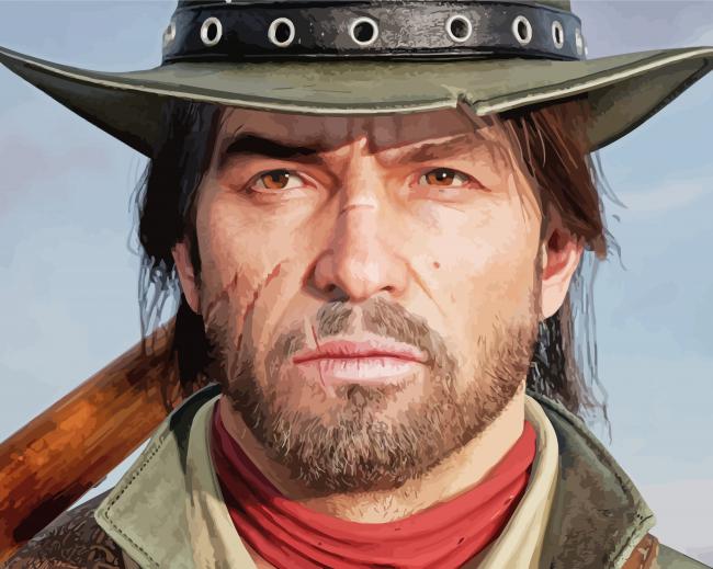John Marston Game Character Paint By Numbers - PBN Canvas