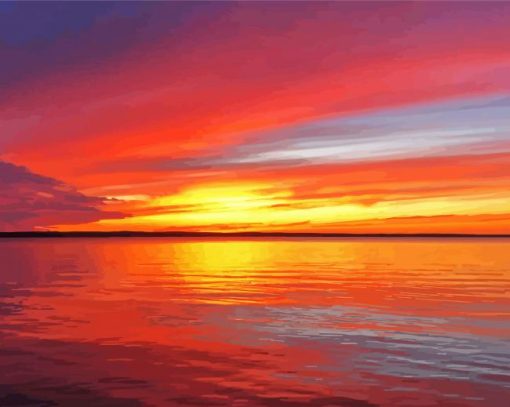 Lake Simcoe At Sunset paint by number