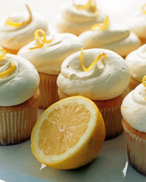 Lemon Blossoms Cupcakes paint by number