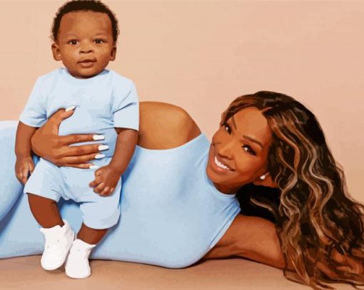 Malika Haqq And Her Baby paint by number