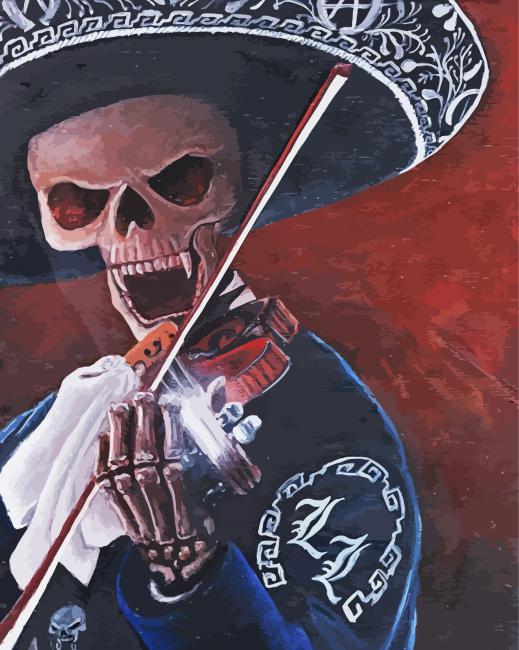 Mariachi Skull Art paint by number
