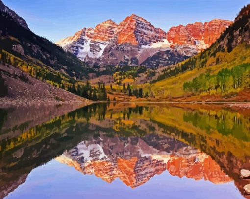 Maroon Bells Reflection paint by number