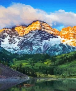 Maroon Bells Mountain paint by number