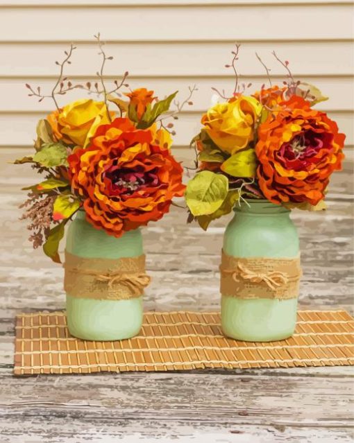 Mason Jar Flowers paint by number