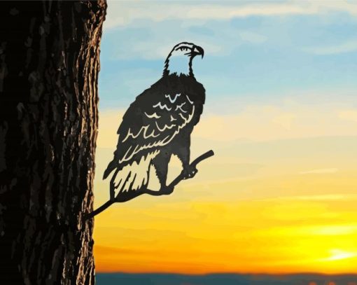Metal Eagle On A Tree paint by number