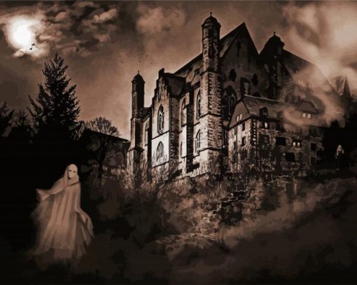 Mystical Creepy Castle paint by number