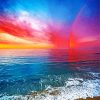 Pink Rainbow Sunset Beach paint by number