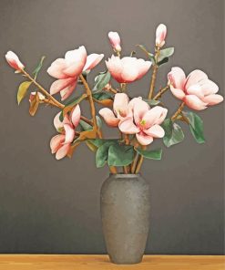 Pink Magnolias Vase paint by numbers