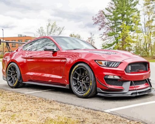 Red Ford Shelby GT350 paint by number