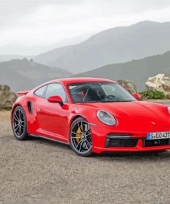 Red Porsche Cars paint by number