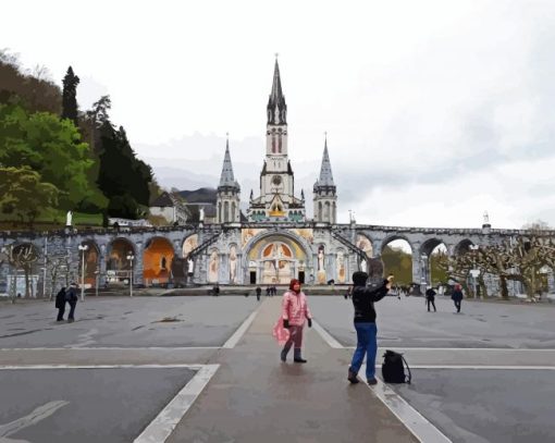 Rosary Basilica In Lourdes paint by number