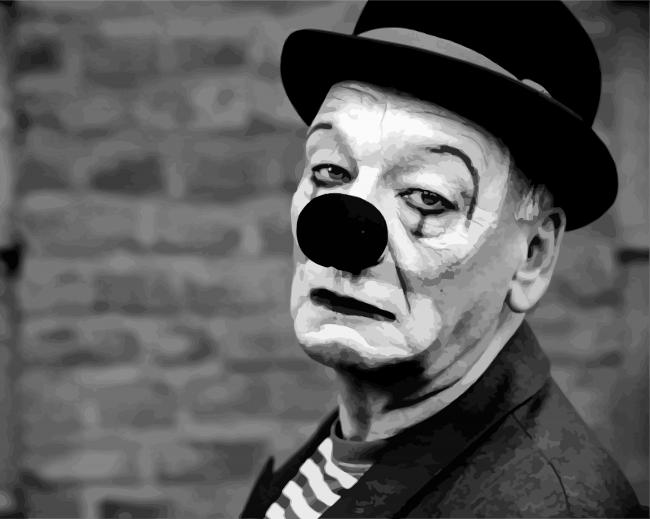 Sad Clown Black And White paint by number