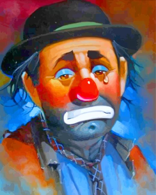 Sad Hobo Clown Crying Paint By Numbers - PBN Canvas