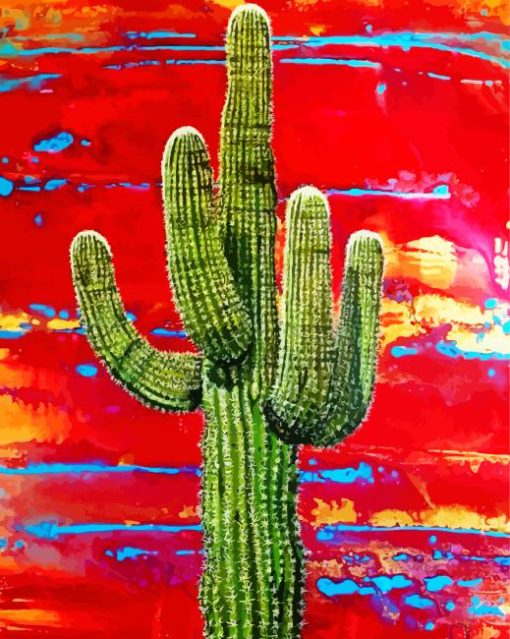 Saguaro Cactus Art paint by number