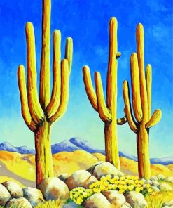 Saguaro Cactus Plant paint by number