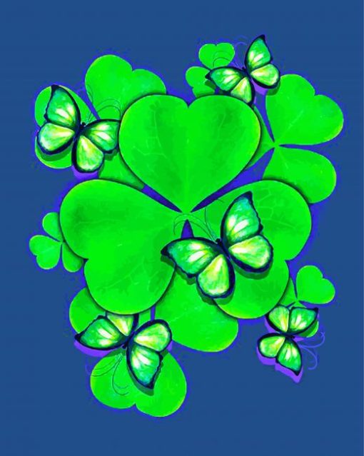 Shamrock And Butterflies paint by number
