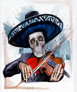 Skeleton Mariachi Sugar Skull paint by number