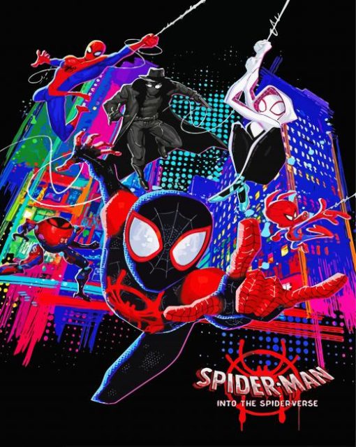 Spider Man Into The Spider Verse Movie Poster paint by number