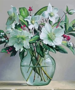Spring Magnolias In Glass Vase paint by numbers