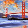 Sunset At Golden Gate Bridge Baker Beach paint by number