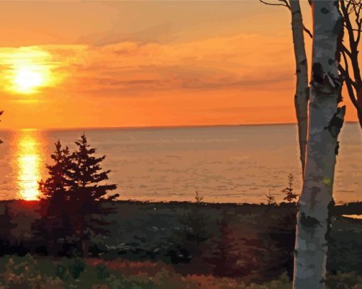 Sunset On The Bay Of Fundy paint by number