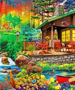 The Magical Cabin Woods paint by number