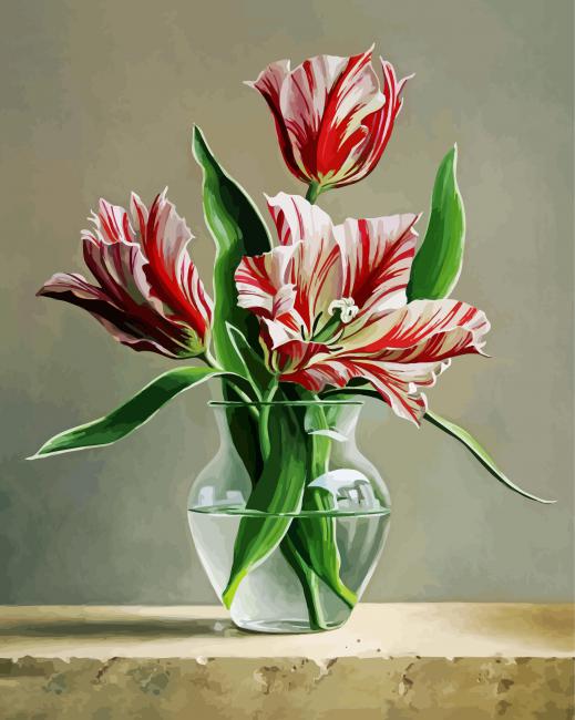 Tulips In Glass Vase paint by numbers