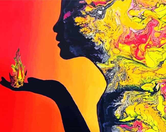 Woman Burning Abstract Art paint by number